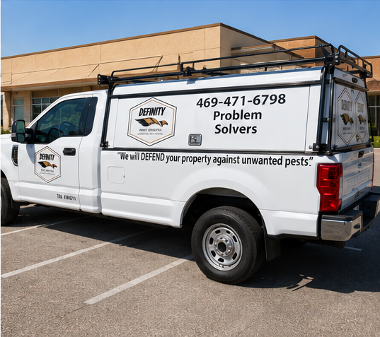 Definity Pest Services branded work truck